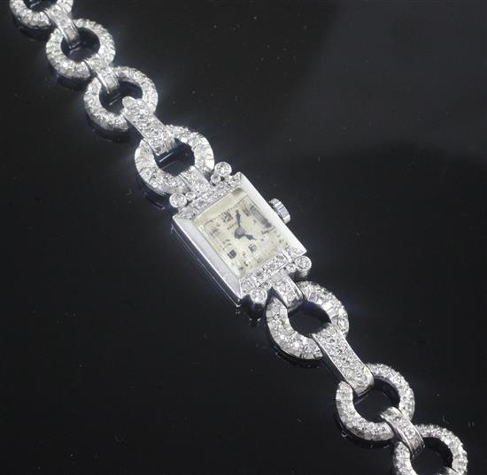 A ladys white gold and diamond set Danyla cocktail watch, approx. 17cm.